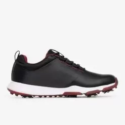 TravisMathew Men's The Ringer Spiked Golf Shoe - Black/ Ruby Wine -Golf Shop travismathew mens the ringer spiked golf shoe black ruby wine 138979 c 3